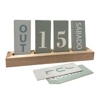 Calendário De Mesa Permanente Madeira Home Office Decorativo Shopee