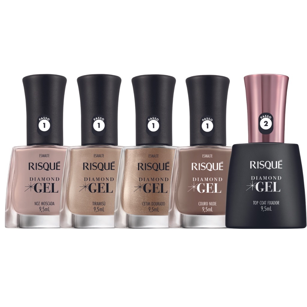 Kit Esmalte Nude Claro Diamond Gel Top Coat Manicure Risque Shopee Brasil