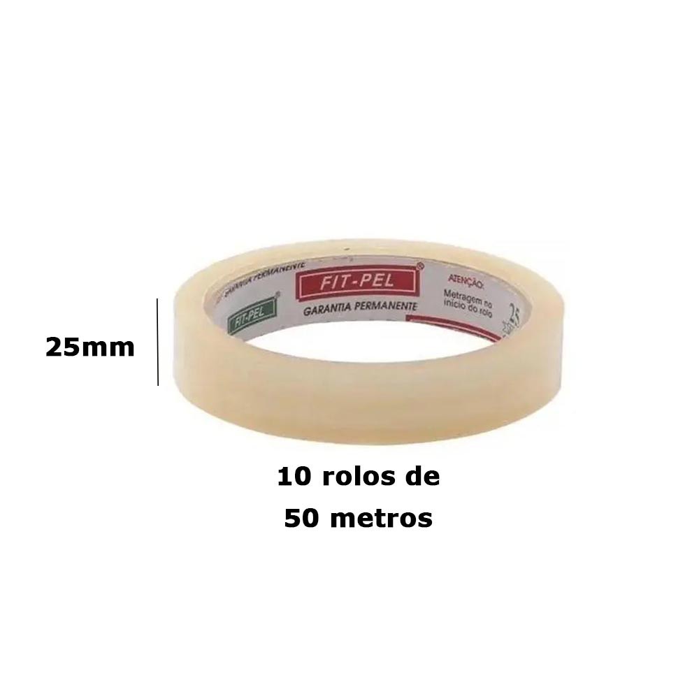 Fita Adesiva Durex Transparente 25mm X 50m Rolo 10 Unidades