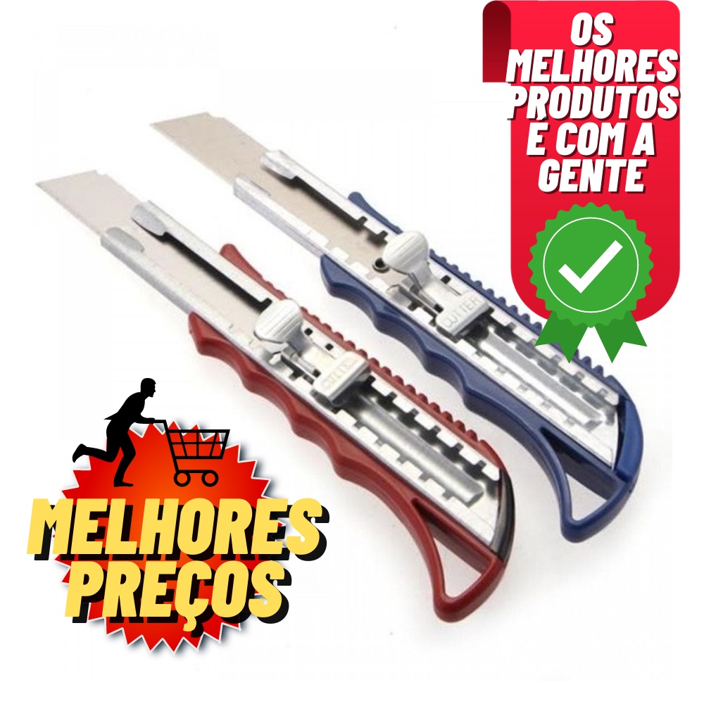 Estilete De Plastico Profissional 16cmm 3 Lâminas Extras Shopee Brasil