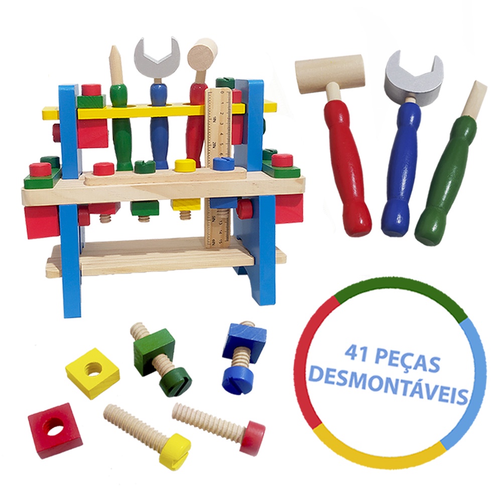 Bancada De Ferramentas Infantil Brinquedo Educativo Mesa Bancadinha