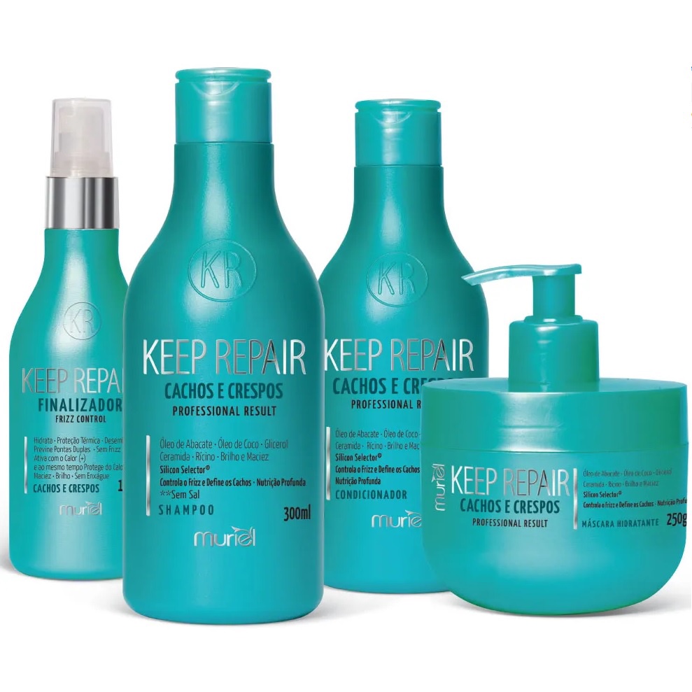 Kit Keep Repair Profissional Cachos E Crespos Finalizador Muriel