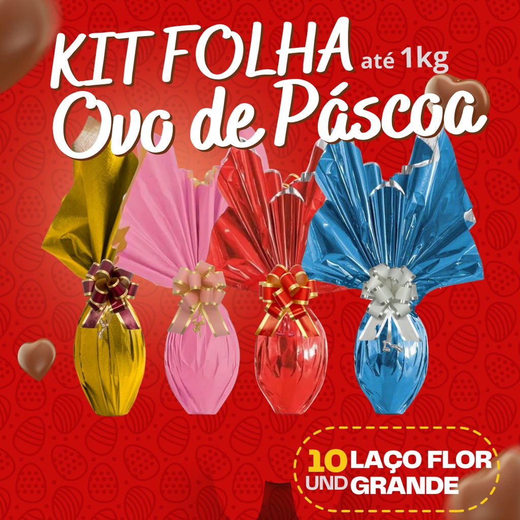 Kit Folha Para Ovos De P Scoa Metalizado Dupla Face La O Luxo Flor