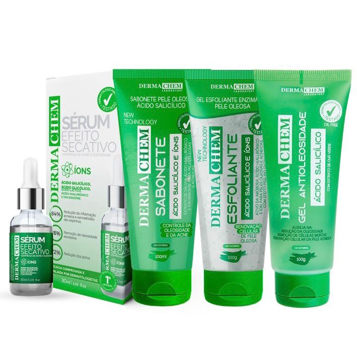 Kit Para Pele Oleosa Controle De Acne E Oleosidade Serum Secativo