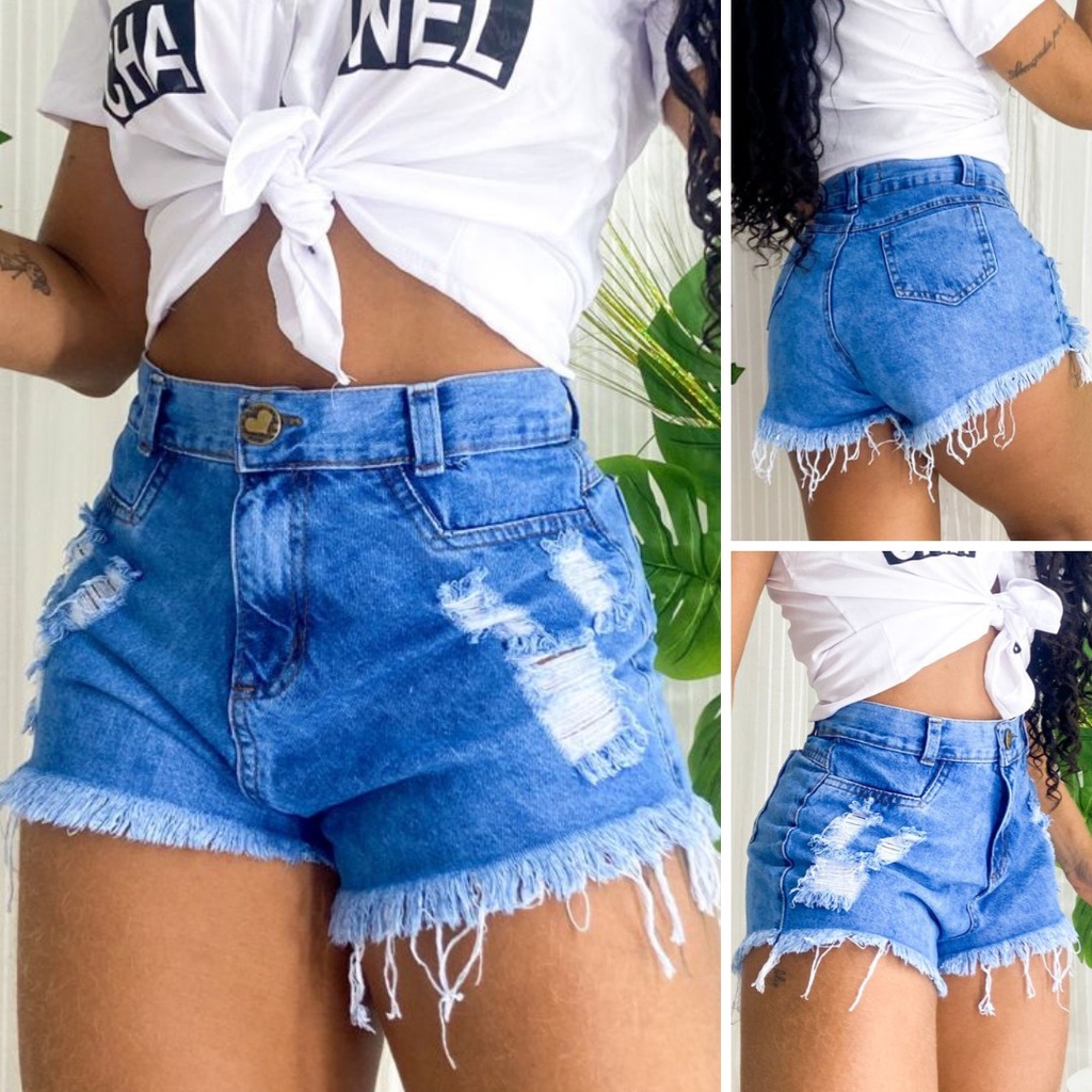 Short Jeans Feminino Hot Pants Cintura Alta Modelo Anita Shopee Brasil