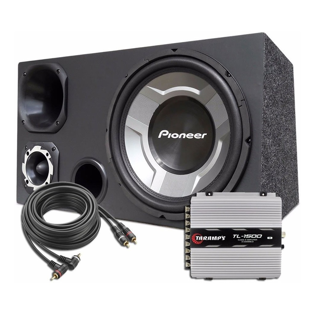 Caixa Som Automotivo Trio Completa 12 Subwoofer Pioneer Módulo