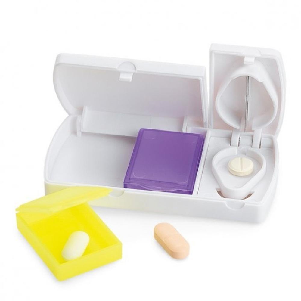 Kit Porta Comprimido Medicamentos Caixa Lamina Cortador Separador