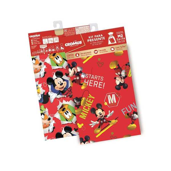 Kit Saco Para Presente 20x29cm Mickey 1 UN Estampas Sortidas Cromus