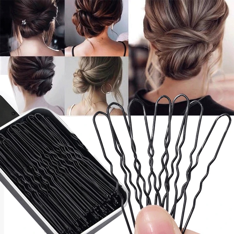 Grampos De Cabelo Em U Preto Negro Enrolados Ondulados Pretos