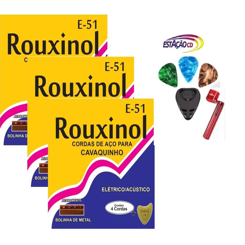 Kit Jogo De Cordas Cavaquinho Rouxinol E Acessorios Shopee Brasil