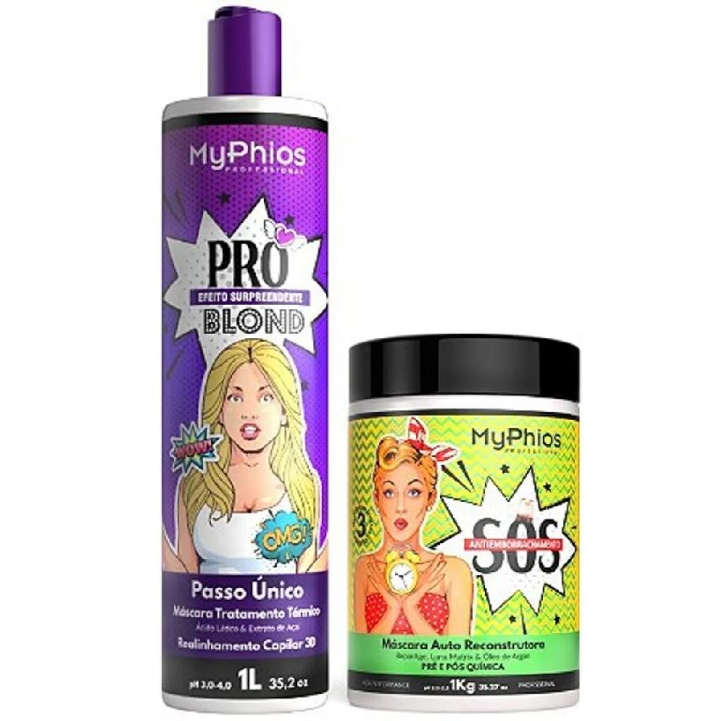 Kit Progressiva Proliss Blond 1L Mascara SOS 1kg MyPhios Shopee Brasil