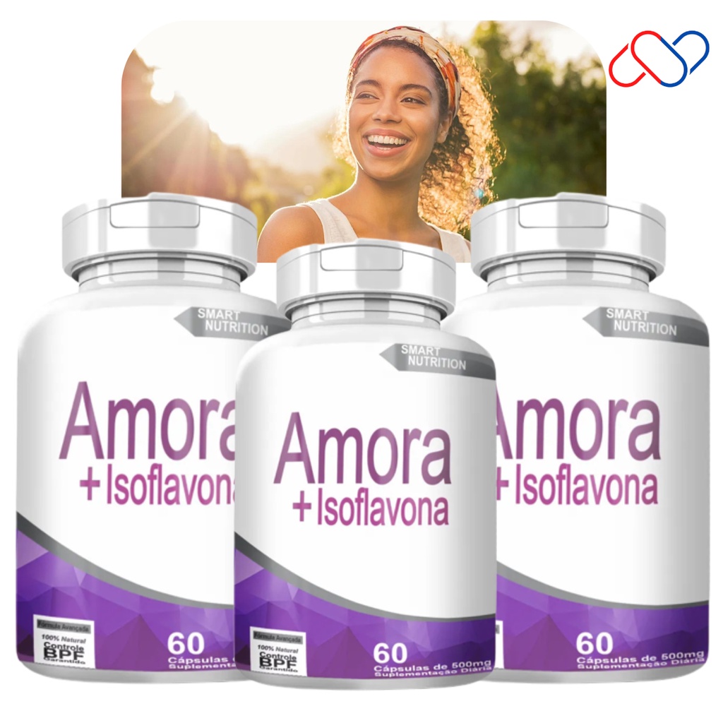 Kit 3 Potes Amora Isoflavona 500mg 180 Cápsulas Shopee Brasil