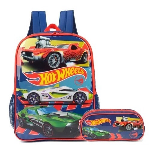 Kit Mochila Hot Wheels Escolar Costas Meninos Original Shopee Brasil
