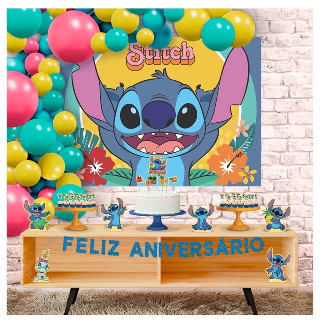 Kit Festa Stitch Enfeites de Mesa Toppers Faixa Aniversário Shopee Brasil