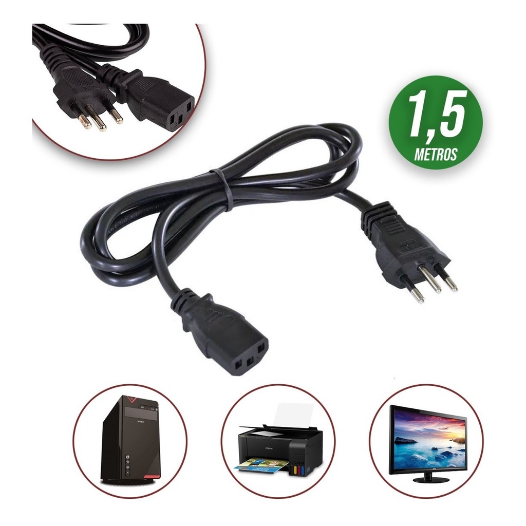 Cabo De For A Atx Tripolar Para Fontes Monitores Pc Pinos Shopee Brasil