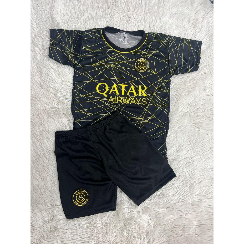 Conjunto De Time Infantil Time Psg Preto Amarelo Listras Linhas Neymar