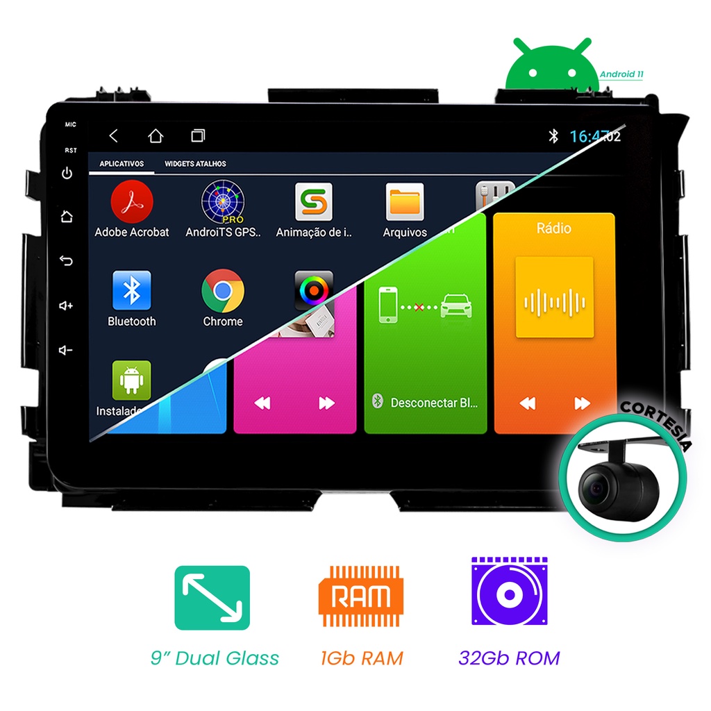 Central Multim Dia Para Honda Hrv A Sistema Android Tela