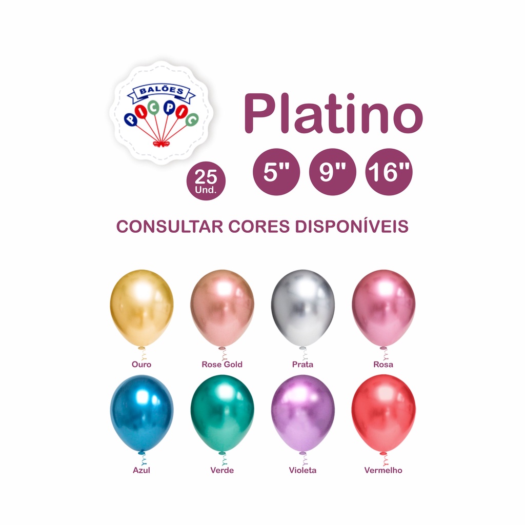 Balão Bexiga Festa Cromado Platino PicPic Shopee Brasil