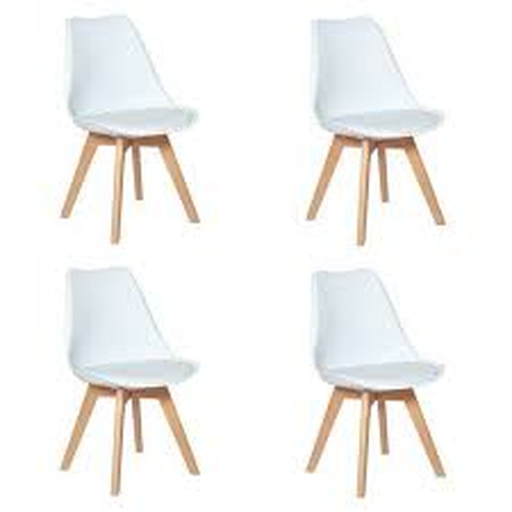 Kit Cadeiras Charles Eames Leda Design Wood Estofada Base Madeira