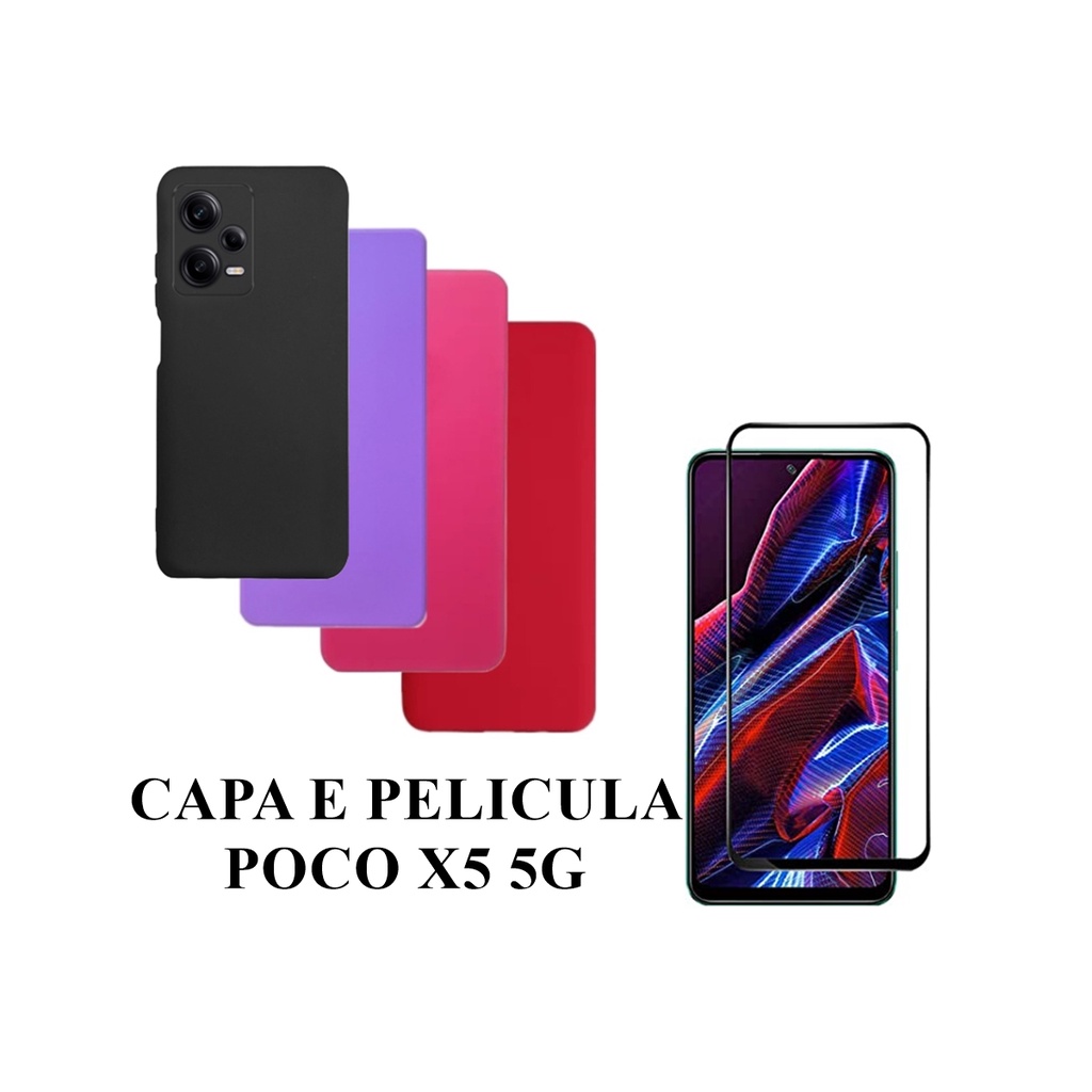 Capa De Silicone Aveludado Colorida E Pelicula D D Compativel Poco X