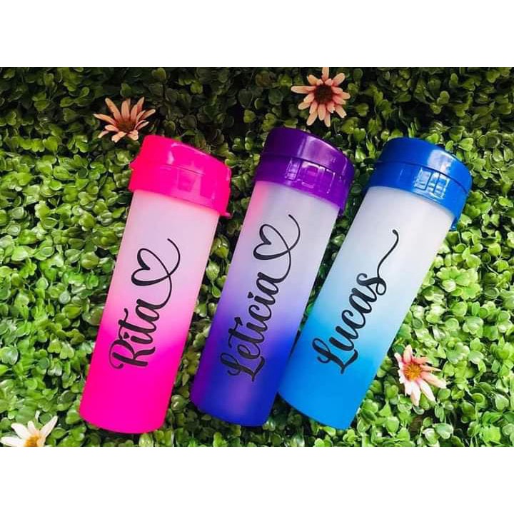 5 Garrafas Squeeze Bio Acqua Em Degrade 500ML Personalizada Shopee Brasil