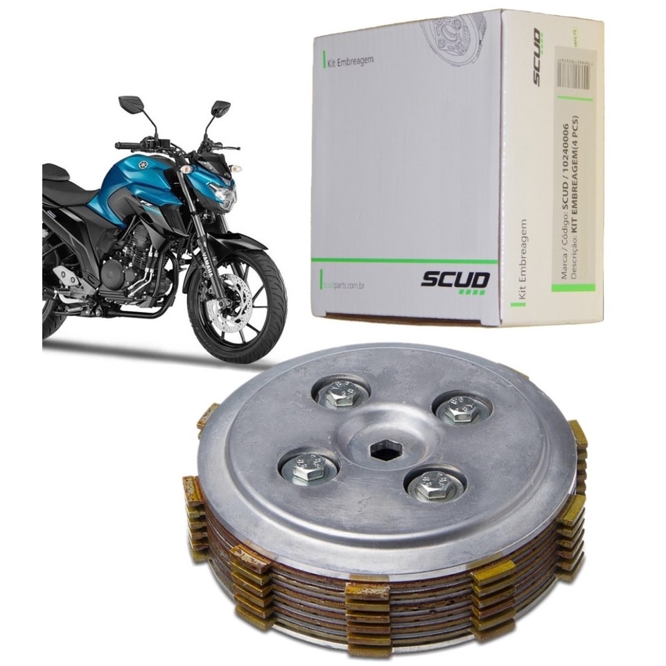 Kit Embreagem Completa Scud Fz25 Ys Fazer Xtz Lander Tenere 250 De 2005