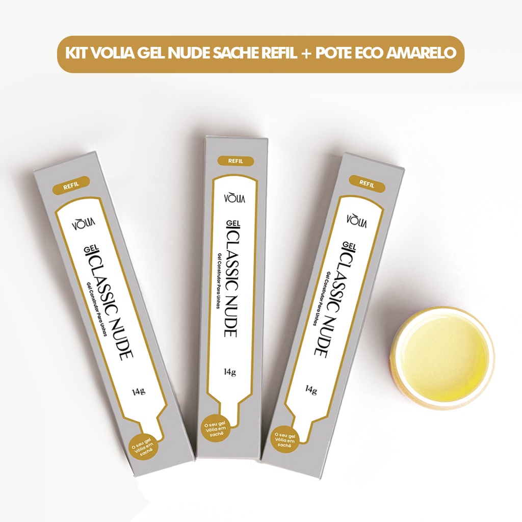 KIT VOLIA 3 GEL CLASSIC NUDE SACHE REFIL 1 POTE ECO AMARELO Shopee