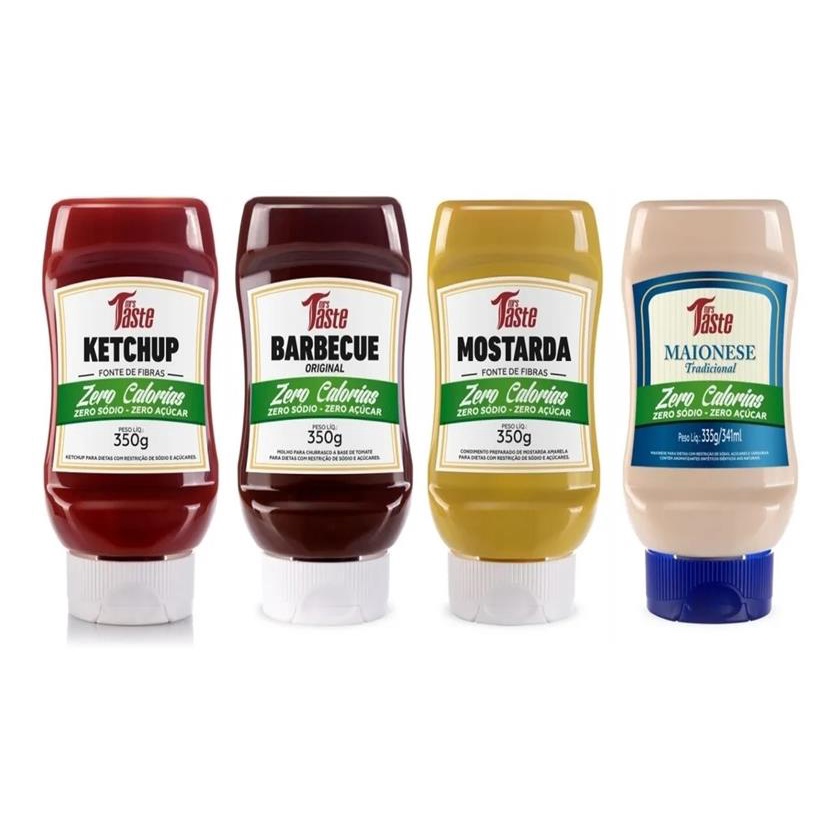 Mrs Taste Kit 4x Ketchup Mostarda Maionese Barbecue Zero Molho Fitness