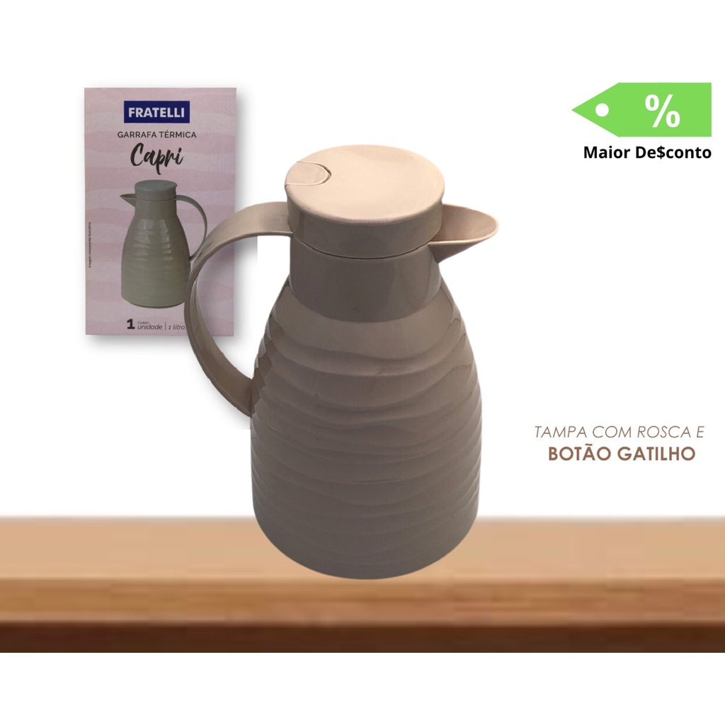 Garrafa Térmica de Luxo Capri Litro Nude MD Shopee Brasil