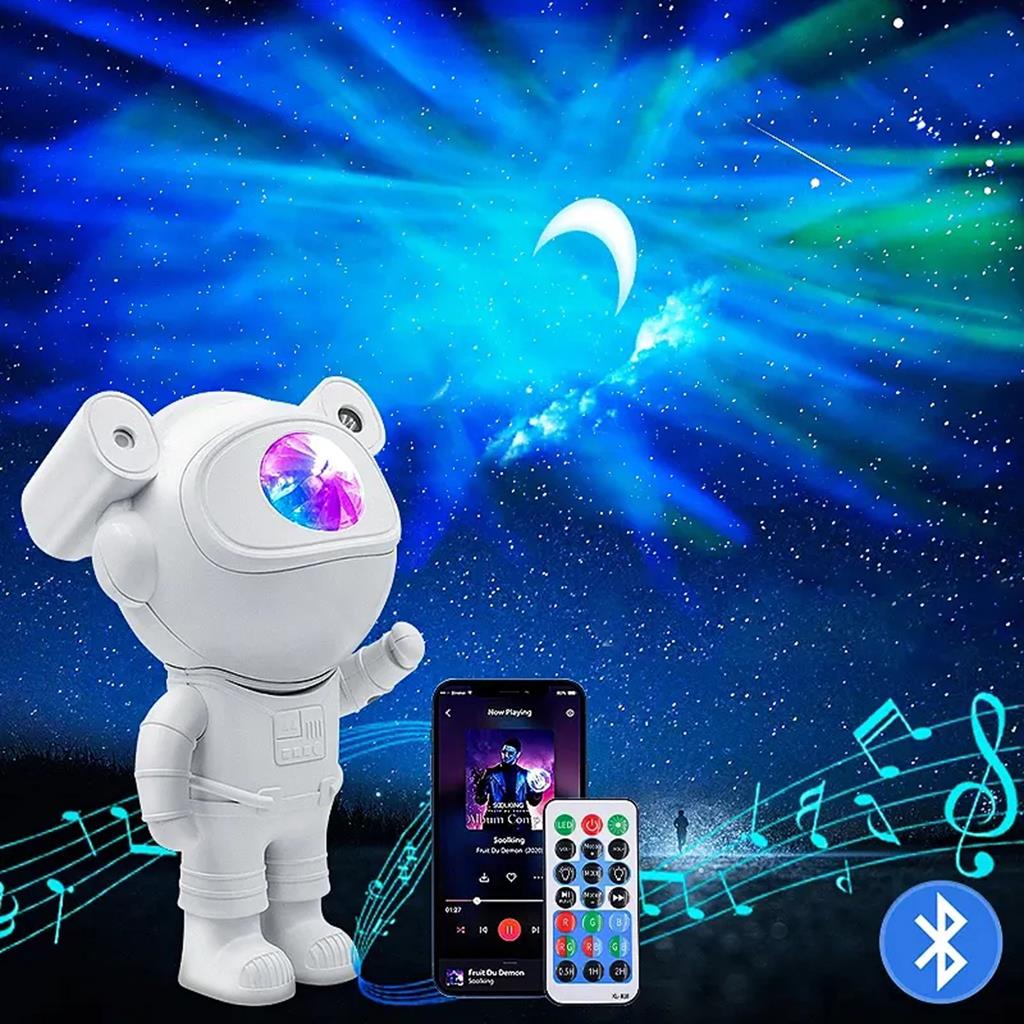 Projetor De Luz Bluetooth Luminaria Noturna Galaxia Nebulosa Astronauta