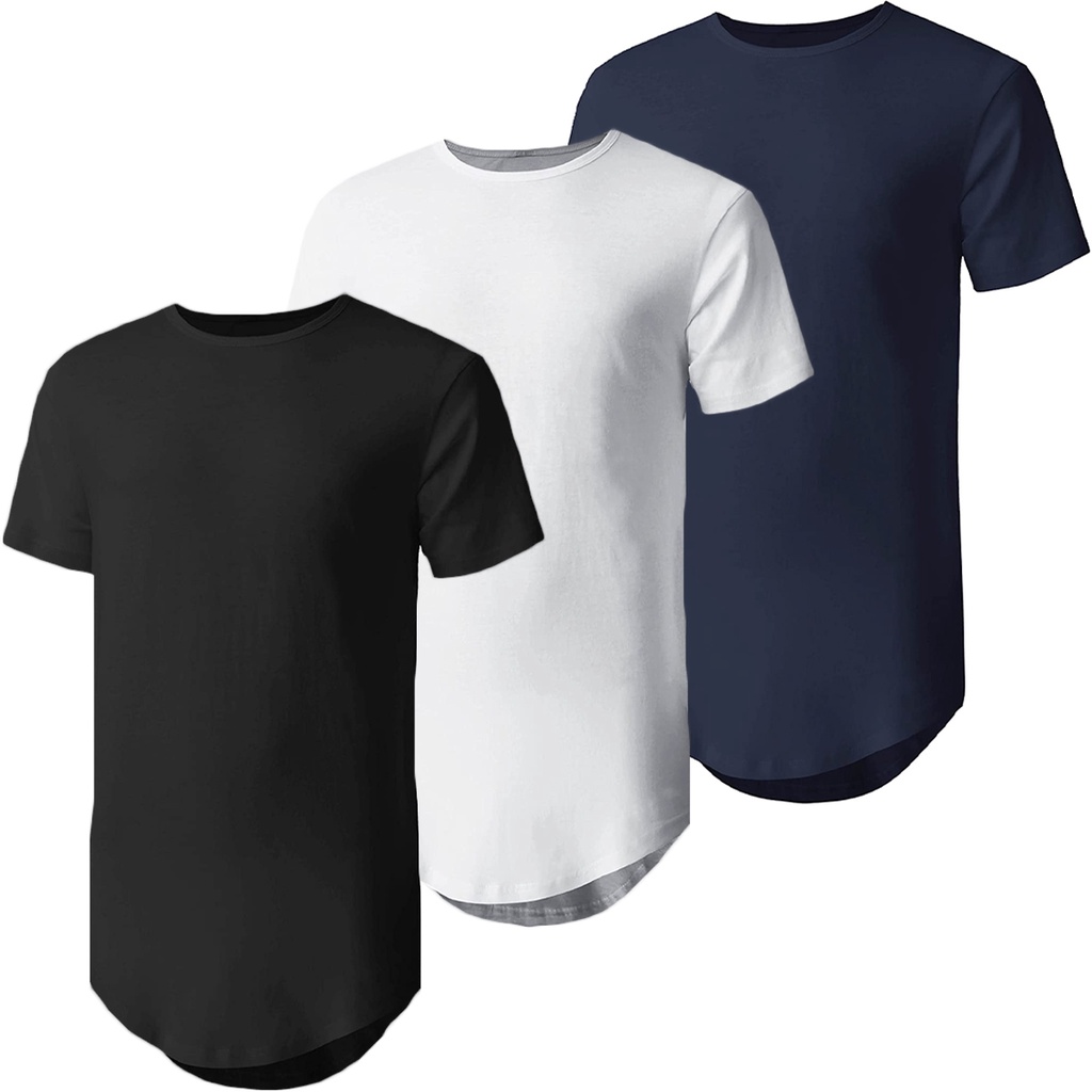 Kit Camisetas Masculinas Long Line Slim Fit Shopee Brasil