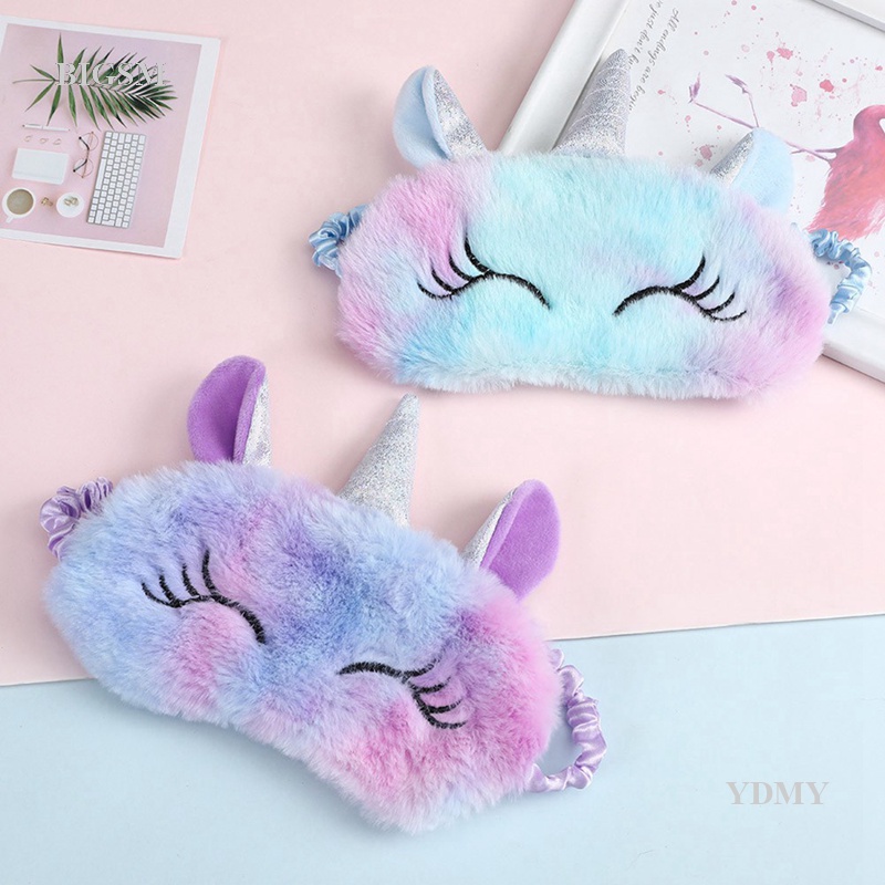 Linjuns Nova Máscara Fofa De Pelúcia Blackout Eye Mask Unicorn Cartoon