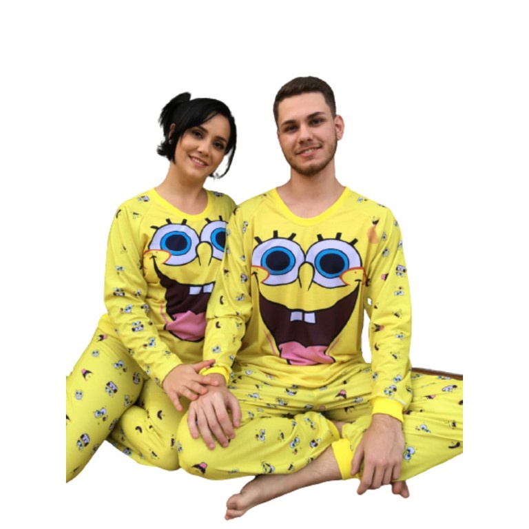 Kit Pijamas Casal Dia Dos Namorados Longo Bob Esponja Shopee Brasil