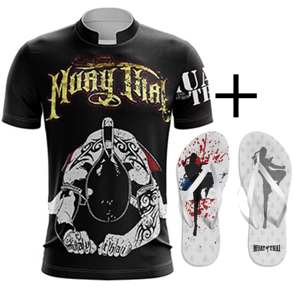 Kit Combo Camisa Muay Thai Caveira Elite Chinelo De Lutado Shopee