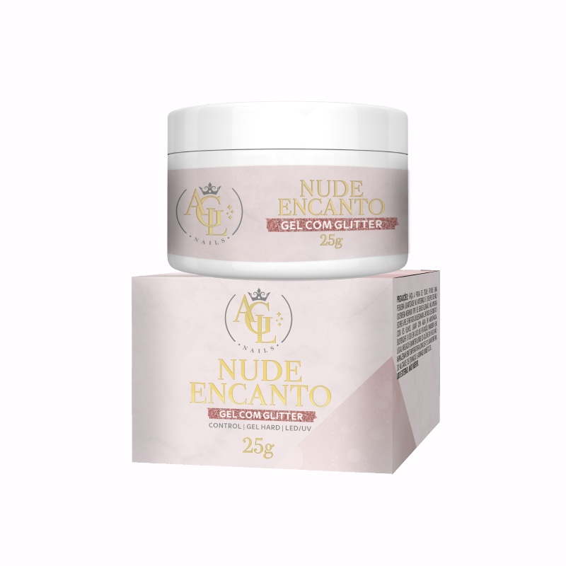 Gel Glitter Nude Encanto Hard Control 25g AGL Nails Shopee Brasil