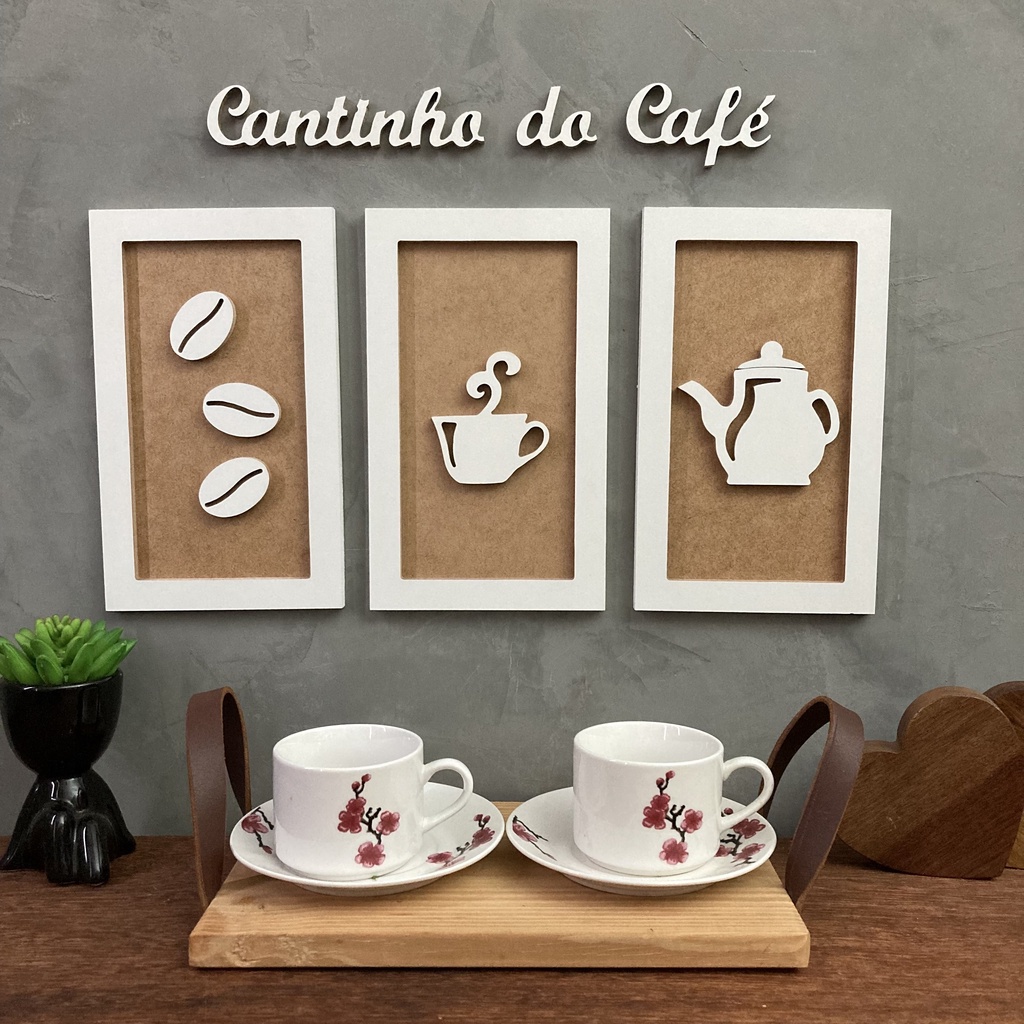 Kit Quadros Decorativos Cantinho Do Caf Frase Relevo D Shopee