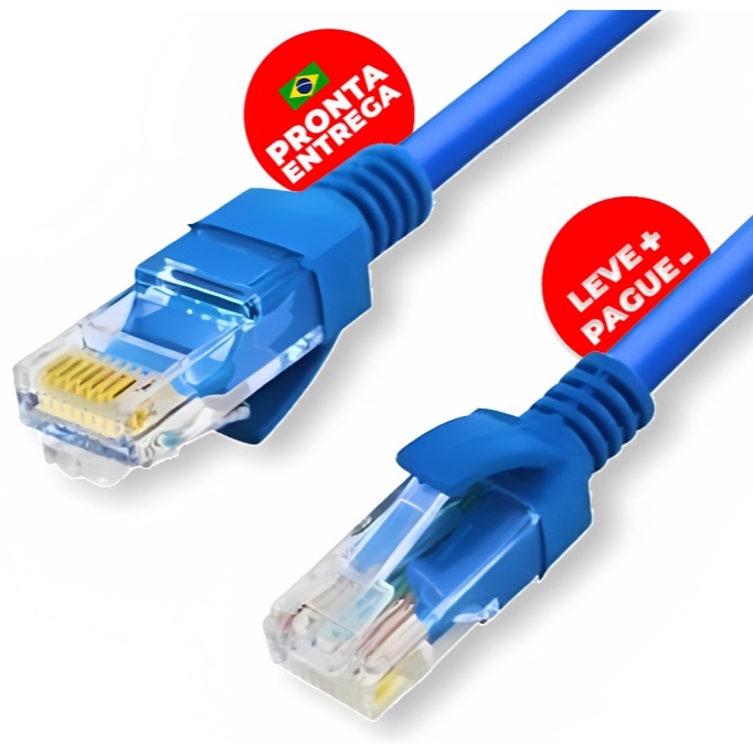 Cabo De Rede Crimpado Ethernet De Metro Azul Lan Rj Cat Montado