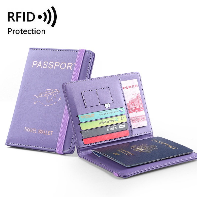 Pacote De Passaporte De Couro De Pu Spot Rfid Multi Bit Multi Dock