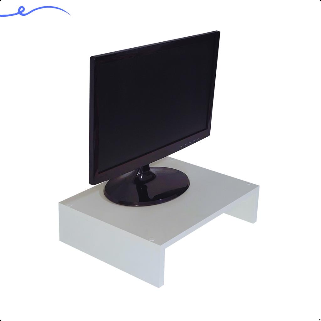 1 Suporte Para Monitor 40x30x10 Mdf Branco Tx P Telas Moveis