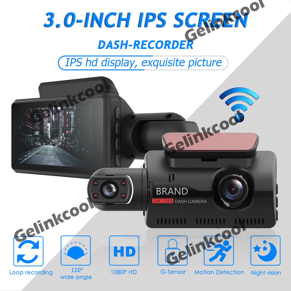 Câmera Dashcam Dash Cam Wi Fi De Lente Dupla Para Carros Black Box Full