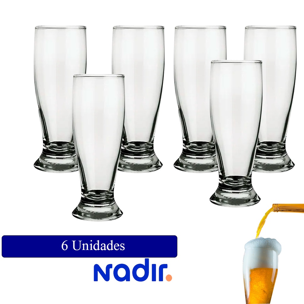 Kit Jogo 06 Tulipa Copo Munich Cerveja 200 ML Nadir Figueiredo Chopp