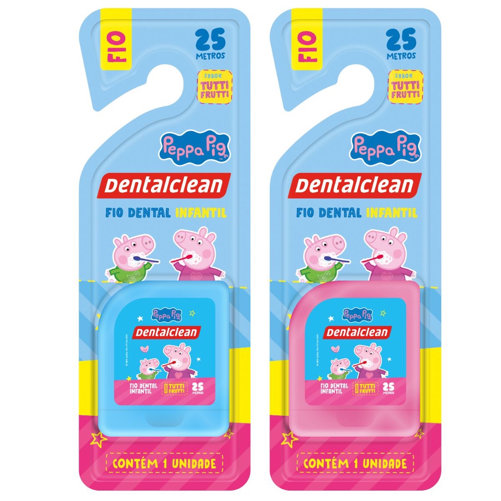 FIO DENTAL INFANTIL PEPPA PIG SABOR TUTTI FRUTTI 25M ROSA OU