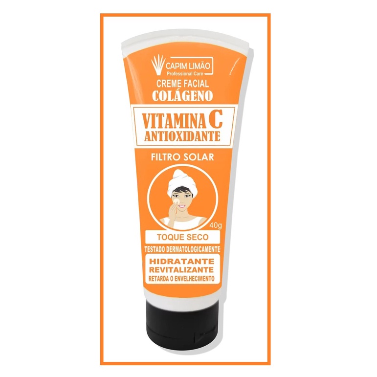 Creme Facial Vitamina C 40G Capim Limão Cosméticos Shopee Brasil