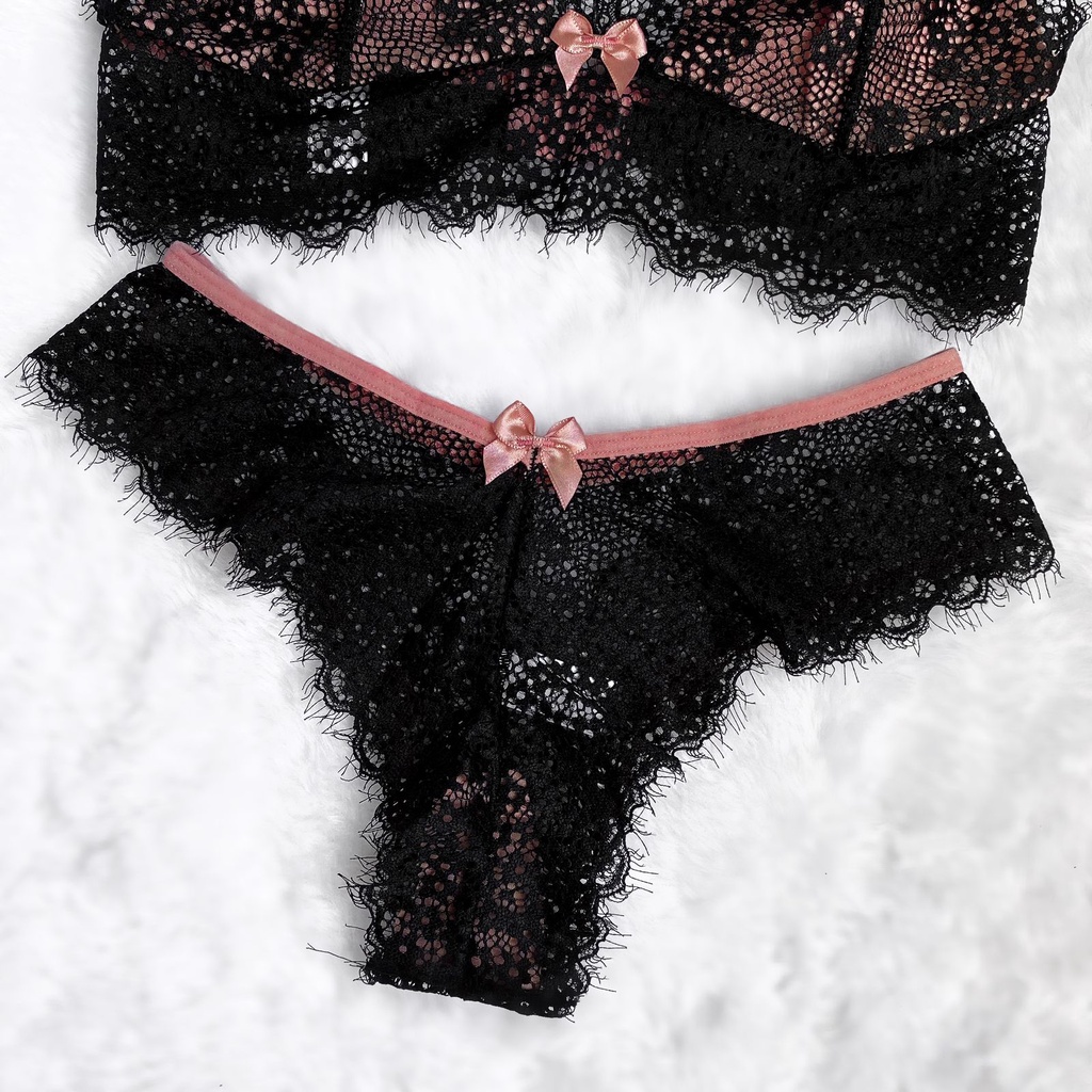 Conjunto Lingerie De Renda Sem Bojo Calcinha Tanga Sexy Luxo Shopee
