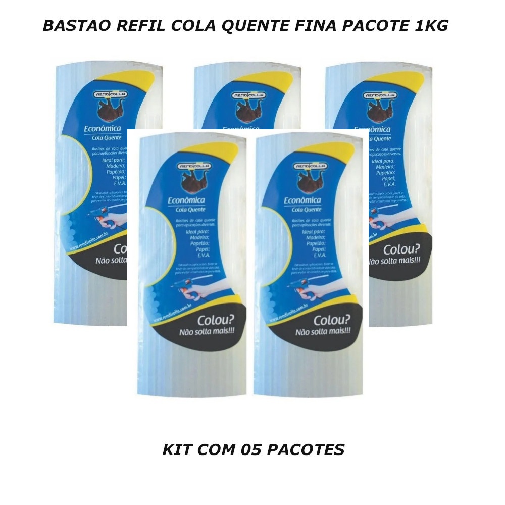 BASTAO REFIL COLA QUENTE FINA PACOTE 1KG 5 UN RENDICOLLA Shopee Brasil