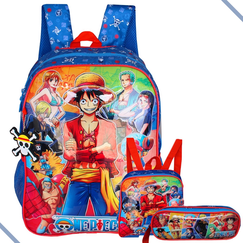 Mochila One Piece Costas Estojo Duplo E Lancheira Escolar Shopee Brasil