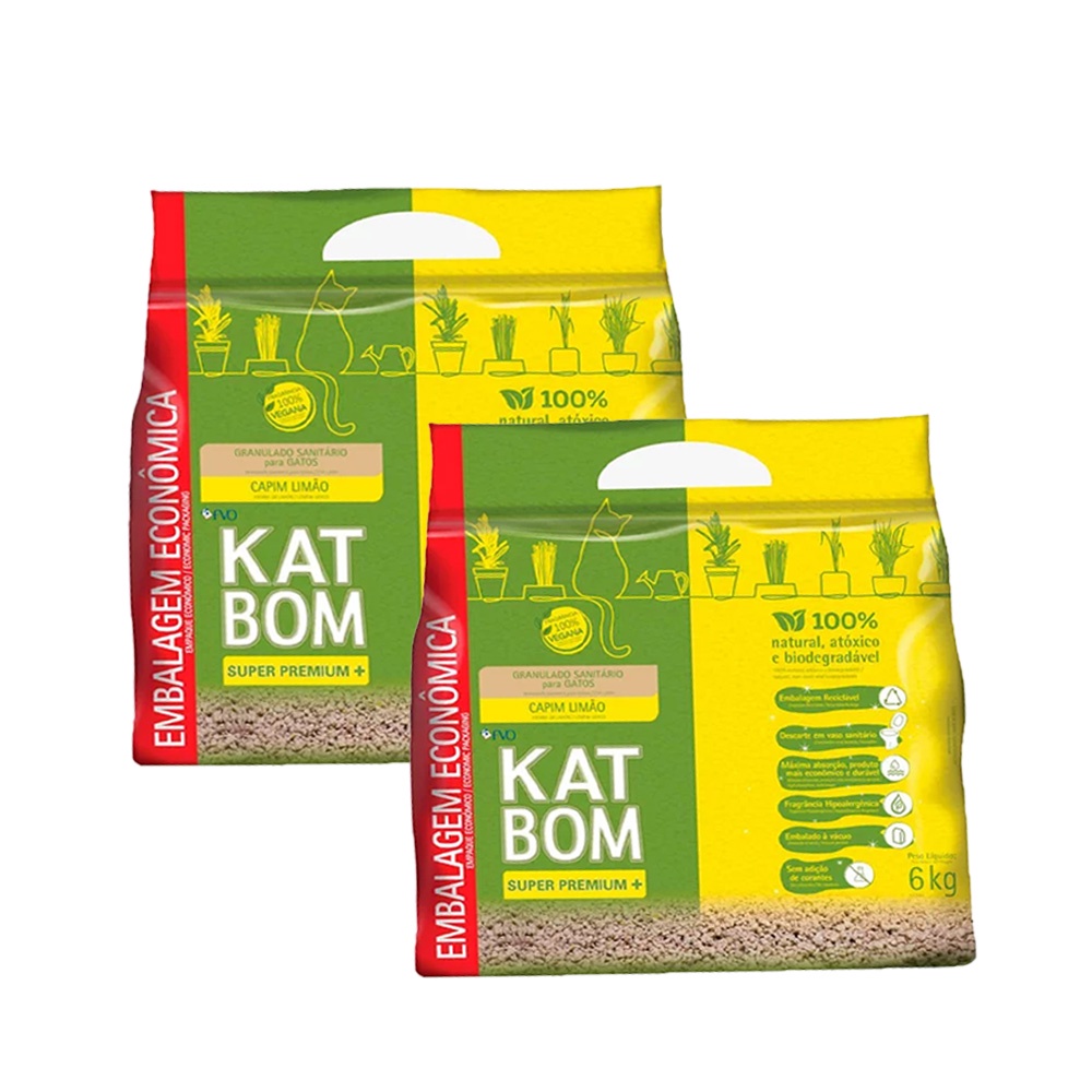 Kit 2 Granulados Para Gatos Katbom Capim Limão 6kg Shopee Brasil