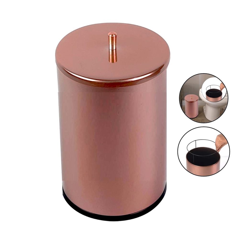 Lixeira Inox Rose Gold Litros Cesto Lixo Tampa Banheiro Cozinha