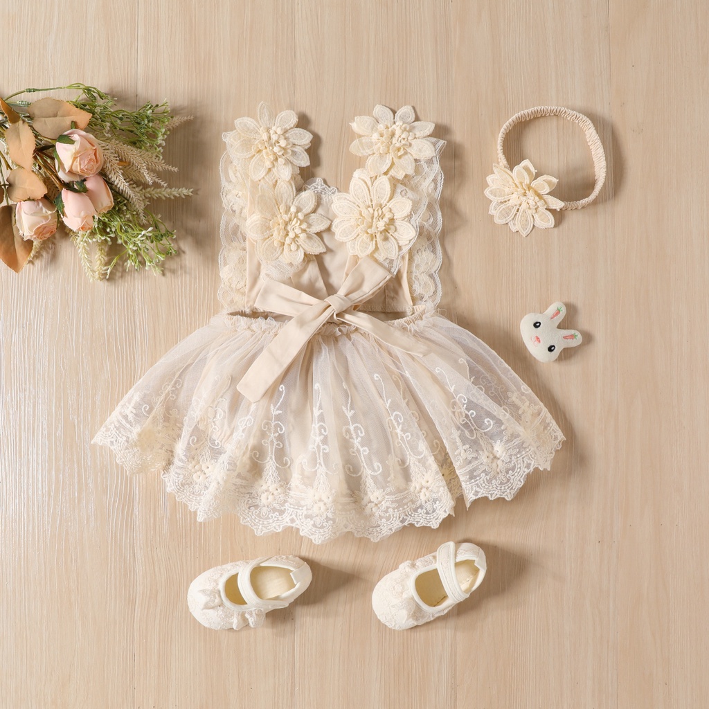 Vestido De Anivers Rio Para Baby Girl A Renda Sem Costas Romper