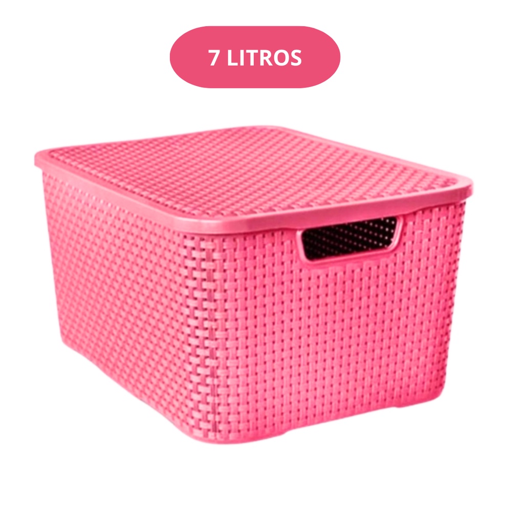 Caixa Organizadora Rattan Litros Rosa Cesto Shopee Brasil